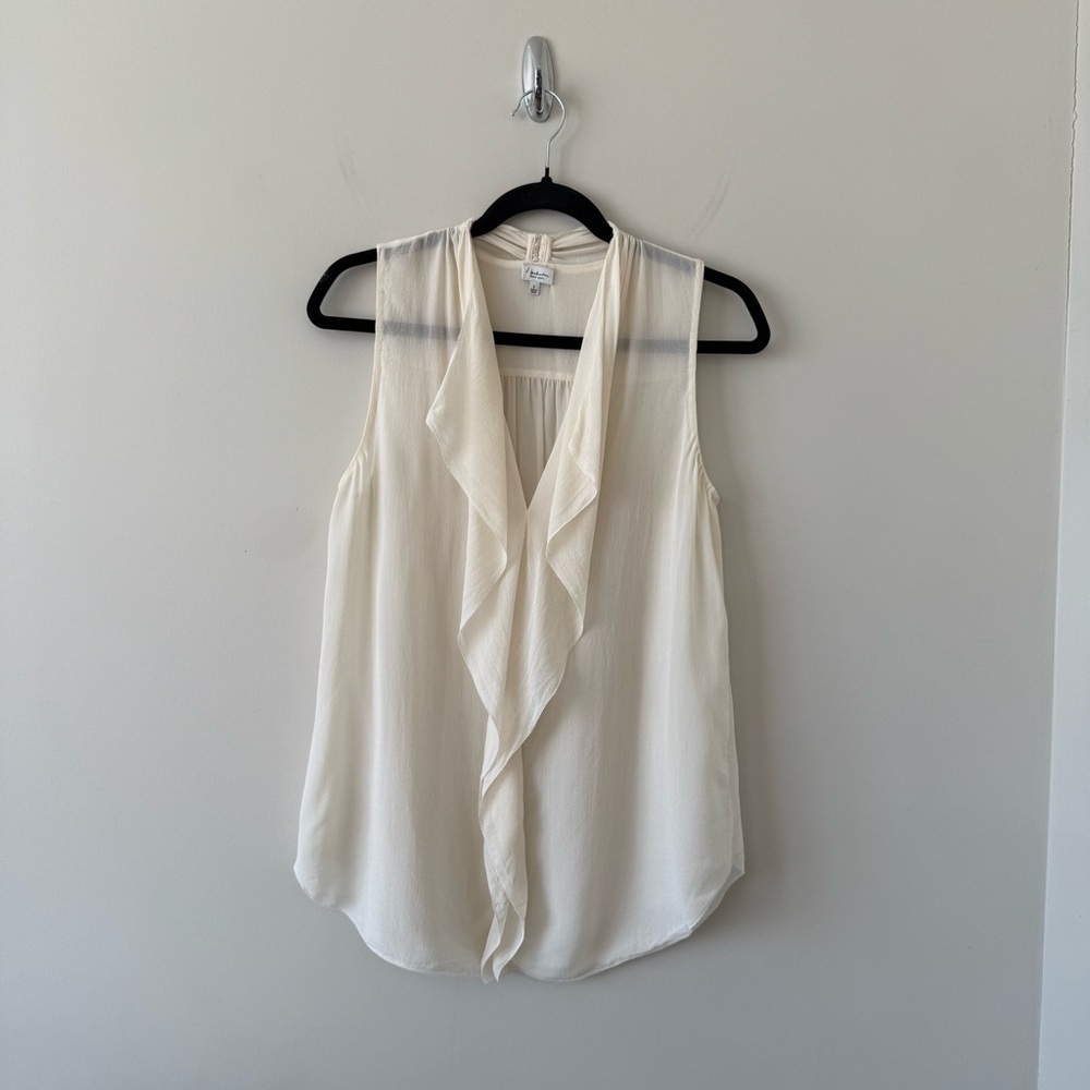 Aritzia βt.babatonβ Silk Cream ruffle front Sleeveless Blouse